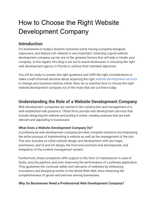 How to Choose the Right Website Development Company