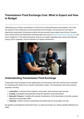 Transmission Fluid Exchange Cost What to Expect and How to Budget