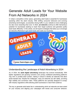 Generate Adult Leads for Your Website From Ad Networks in 2024