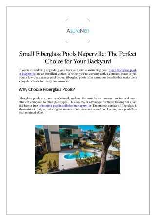 Small Fiberglass Pools Naperville: The Perfect Backyard Upgrade