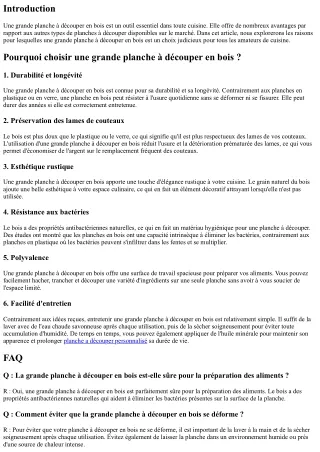 Quels Sont les Avantages d'une Grande Planche à Découper en Bois ?