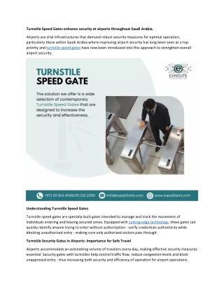 Boost Security in Airports throughout Saudi Arabia with Turnstile Speed Gates