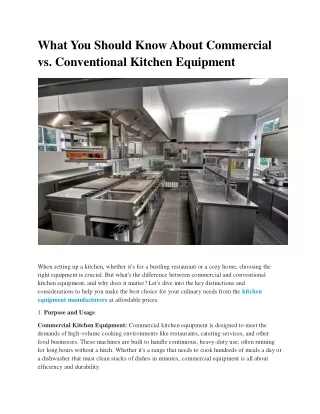 What You Should Know About Commercial vs. Conventional Kitchen Equipment