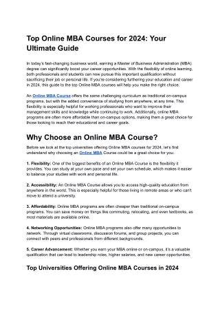 Top Online MBA Courses for 2024_ Your Ultimate Guide