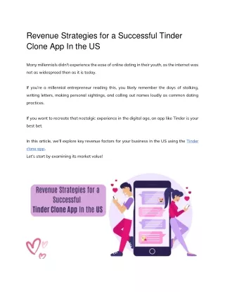 Revenue Strategies for a Successful Tinder Clone App In the US