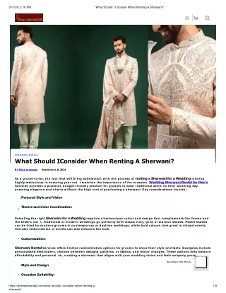 What Should I Consider When Renting A Sherwani_