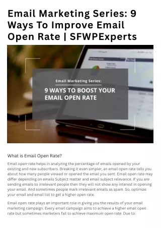 Email Marketing Series 9 Ways To Improve Email Open Rate | SFWPExperts