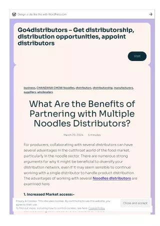 What Are the Benefits of Partnering with Multiple Noodles Distributors?