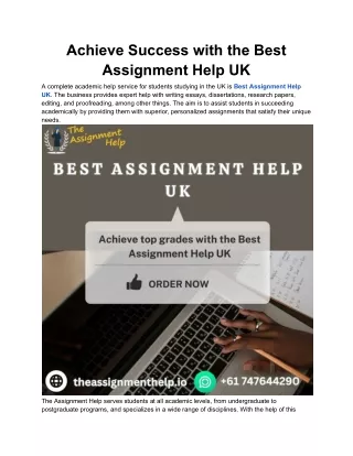 Achieve Success with the Best Assignment Help UK