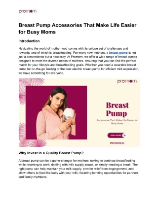 Breast Pump Accessories That Make Life Easier for Busy Moms