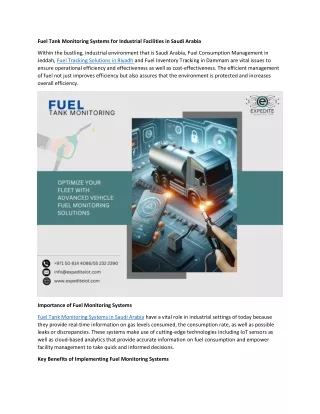 Fuel Tank Monitoring Systems for Industrial Facilities in Saudi Arabia