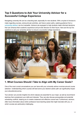 Top 5 Questions to Ask Your University Advisor for a Successful College Experience