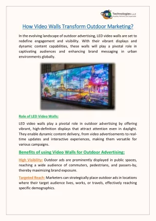 How Video Walls Transform Outdoor Marketing?