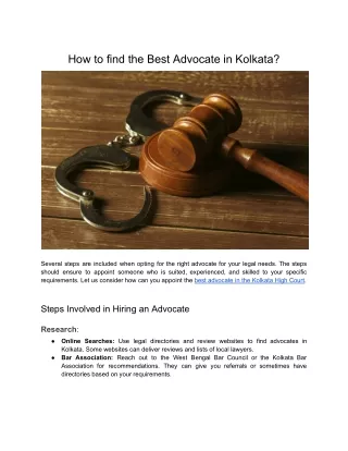 How to find the Best Advocate in Kolkata?