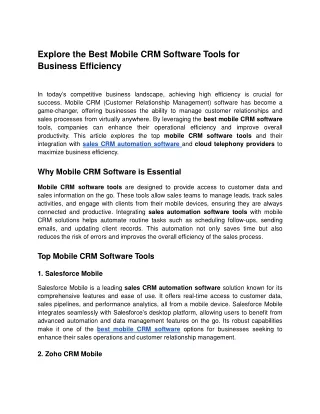 Explore the Best Mobile CRM Software Tools for Business Efficiency - Google Docs