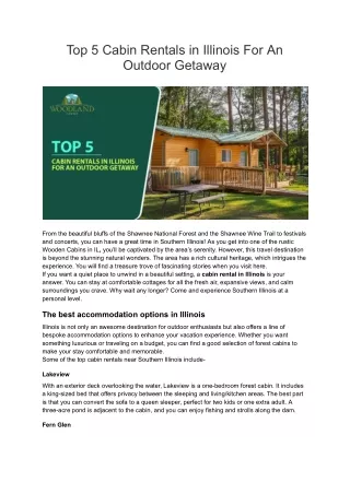 Top 5 Cabin Rentals in Illinois For An Outdoor Getaway