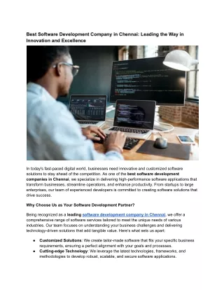 Best Software Development Company in Chennai_ Leading the Way in Innovation and Excellence