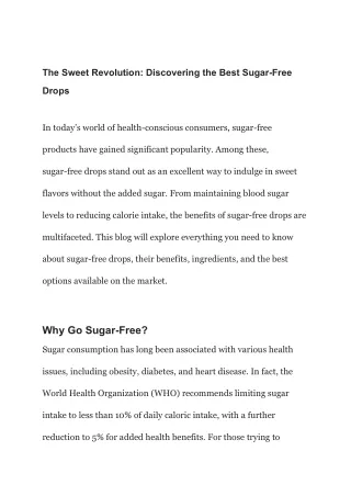 Delicious Sugar-Free Drops – Guilt-Free Sweetness for a Healthier Lifestyle