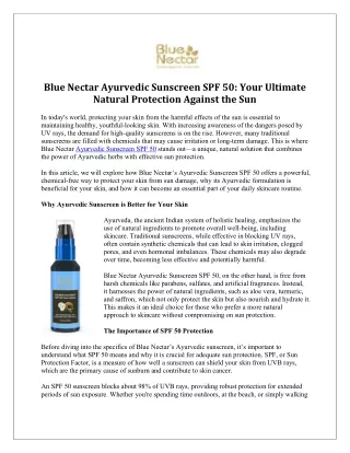 Protect Your Skin with Blue Nector Ayurvedic Sunscreen SPF 50