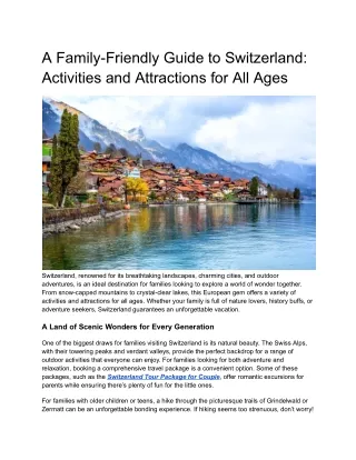 A Family-Friendly Guide to Switzerland: Activities and Attractions for All Ages