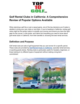 Golf Rental Clubs in California_ A Comprehensive Review of Popular Options Available