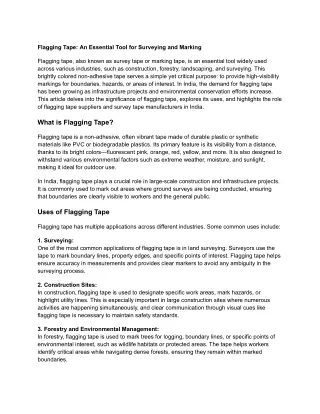 Flagging Tape: An Essential Tool for Surveying and Marking