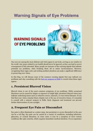 Warning Signals of Eye Problems