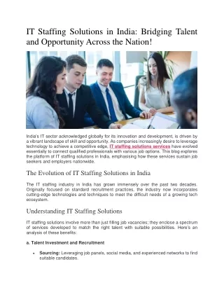 IT Staffing Solutions in India Bridging Talent and Opportunity Across the Nation