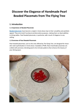 Handmade Pearl Beaded Placemats from The Flying Tree