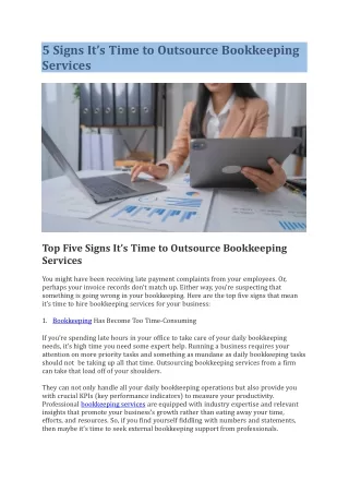 5 Signs It’s Time to Outsource Bookkeeping Services