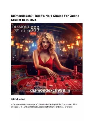 Diamondexch9 _ India’s No.1 Choice For Online Cricket ID in 2024