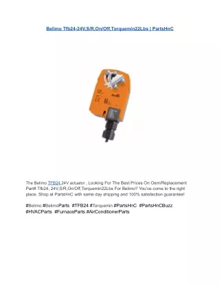 Belimo Tfb24-24V,S_R,On_Off,Torquemin22Lbs _ PartsHnC
