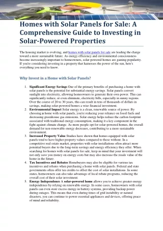 Homes with Solar Panels for Sale