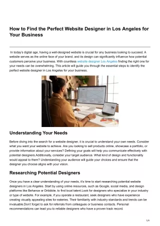 How to Find the Perfect Website Designer in Los Angeles for Your Business