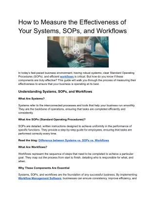 How to Measure the Effectiveness of Your Systems, SOPs, and Workflows