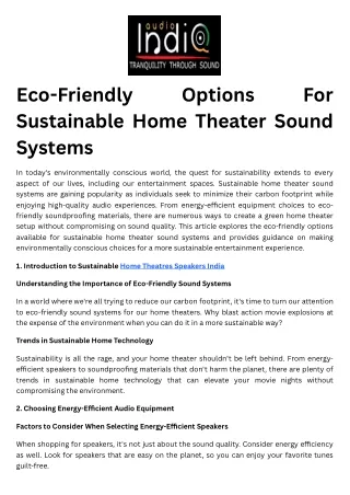 Eco-Friendly Options For Sustainable Home Theater Sound Systems