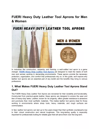 FUERI Heavy Duty Leather Tool Aprons for Men & Women