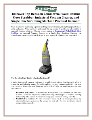 Efficient Cleaning with Commercial Walk-Behind Floor Scrubber