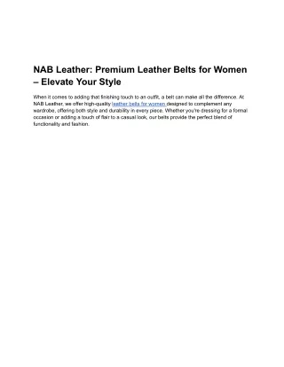 NAB Leather_ Premium Leather Belts for Women – Elevate Your Style