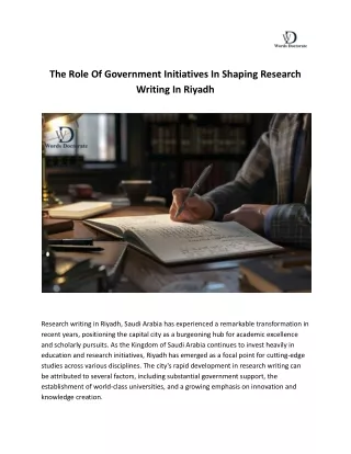 The Role Of Government Initiatives In Shaping Research Writing In Riyadh