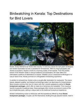 Kerala honeymoon packages