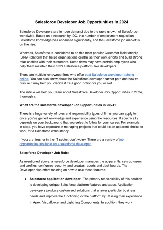 Salesforce developer job opportunities in 2024