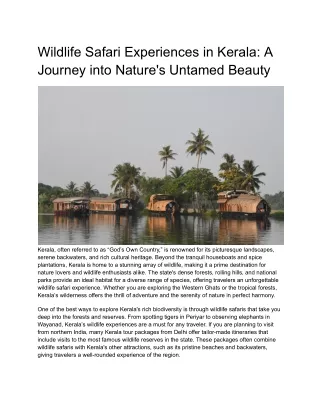Kerala tour packages from Delhi
