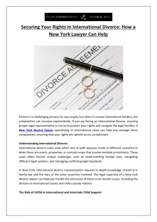 Securing Your Rights in International Divorce- How a New York Lawyer Can Help