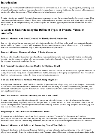 A Guide to Understanding the Different Types of Prenatal Vitamins Available