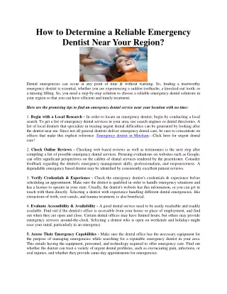 How to Determine a Reliable Emergency Dentist Near Your Region?