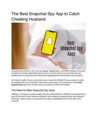 The Best Snapchat Spy App to Catch Cheating Husband