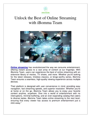 Unlock the Best of Online Streaming  with iBomma Team
