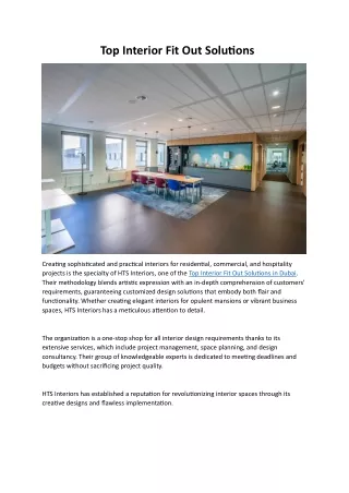 Top Interior Fit Out Solutions