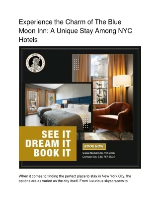 Experience the Charm of The Blue Moon Inn_ A Unique Stay Among NYC Hotels